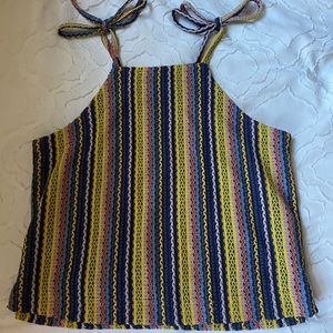 Madewell Texture and Thread colorful knit tank with tie straps